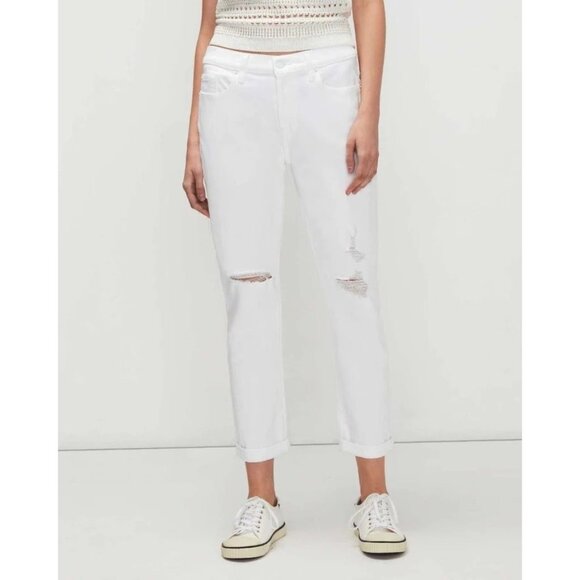 7 for All Mankind Josefina Boyfriend Jean Size 28 Broken Twill White New - Picture 1 of 11
